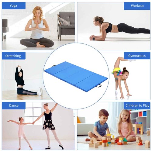 Gymnastics Mat 3'x6'x2'' Exercise Mats for Home Workout Gym Mat with Carrying Handles for Home Aerobics Yoga, MMA, Stretching, Core Workouts