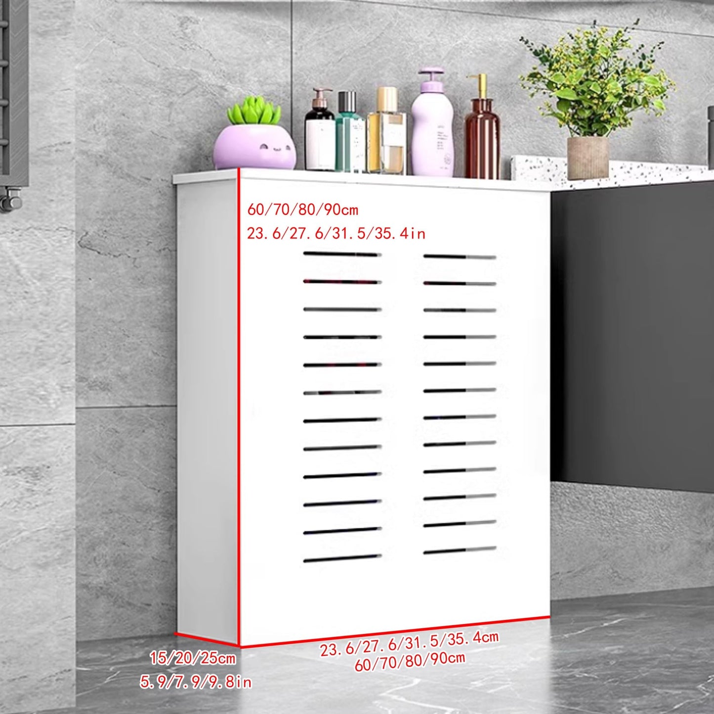 Modern 3-sided Radiator Cover Heating Cabinet Shelf Heater Cover for Old Radiators Bathroom Floor Cabinet Home Radiator Shelf Need to be placed against the wall for Living Room/Bedroom/Kitchen(19.7*23