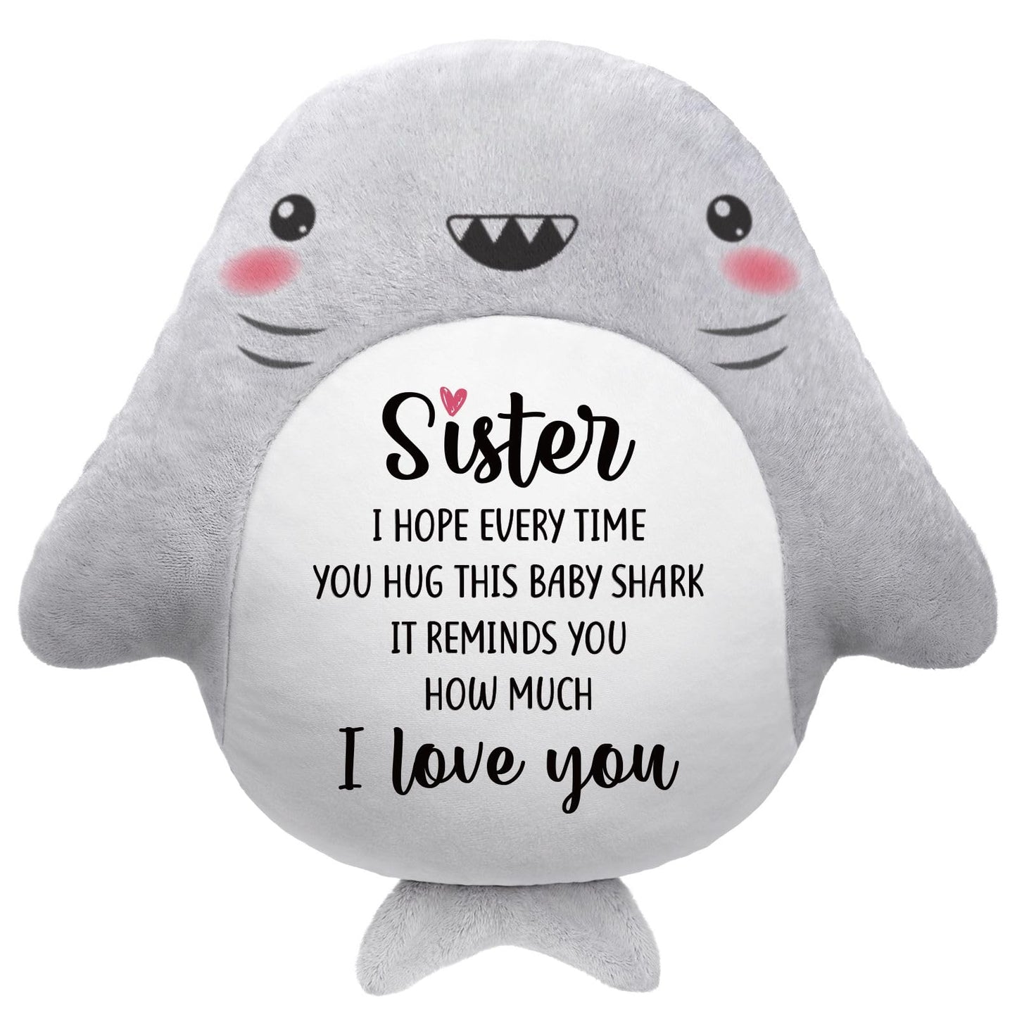 IDELTIME Sister Birthday Gifts, I Love You Shark Pillow, Big Sister Gifts for Girls from Sisters Brothers, Gift for Sister in Law on Birthday, Christmas, Wedding, Cute Decorative Throw Pillow