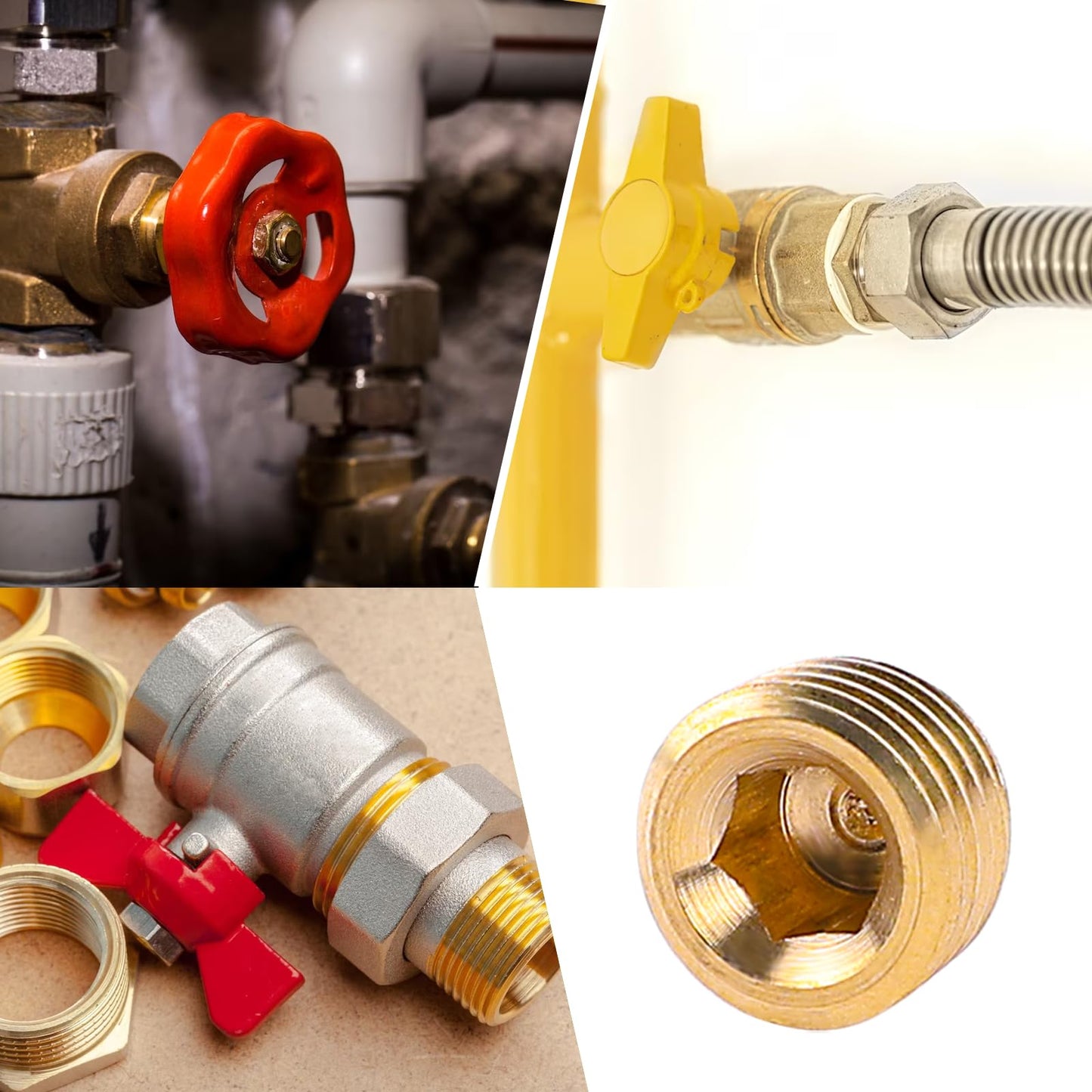 1/8" NPT Male Plug Fitting Set, 10 PCS Brass Plug Hex Counter Sunk Plug for Closing the End of, Internal Hex Socket Thread Socket Plug Kit