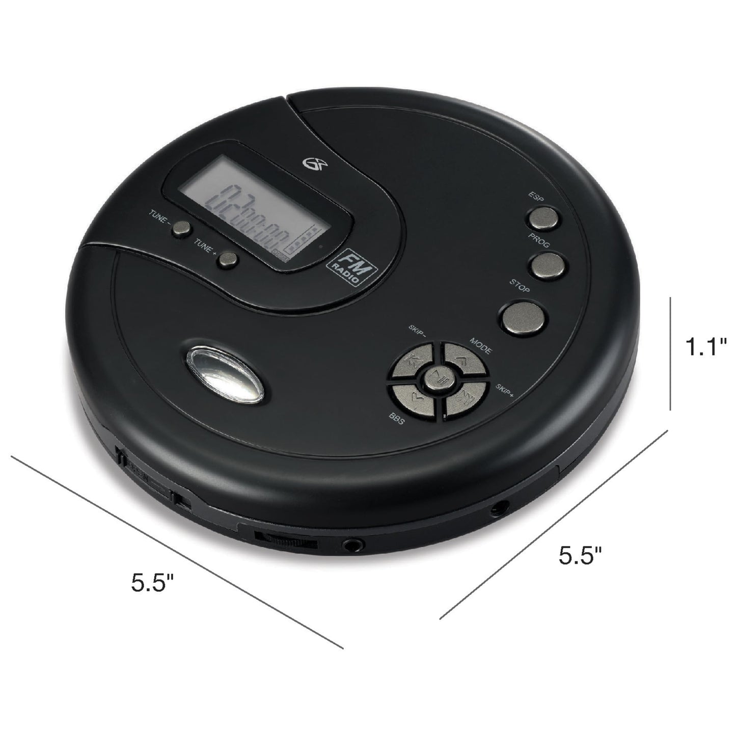 Gpx Pc332B Portable Cd Player With Anti-Skip Protection, Fm Radio And Stereo Earbuds - Black