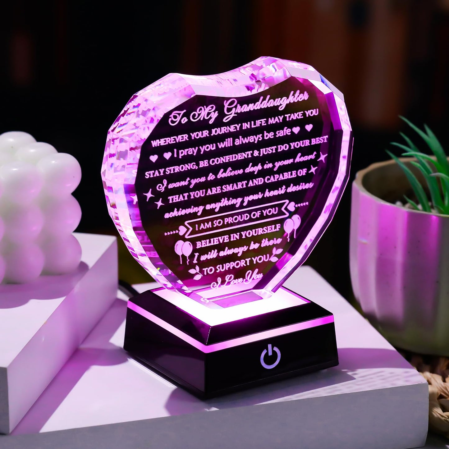 Arikyrist Granddaughter Gifts from Grandma with Colorful Base Birthday Gifts for Granddaughter from Grandparents Crystal Keepsake Best Gifts Ideas for Granddaughter on Christmas Wedding Graduation