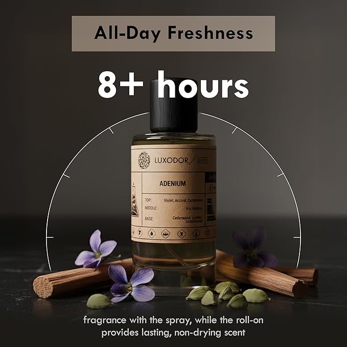 Adenium Perfume for Men & Women, Inspired by S.antal 33, 2-Piece Combo of 100 ml Fragrance Spray Bottle and 10 ml Alcohol-Free Roll-On Perfume Oil, Unisex Fragrances
