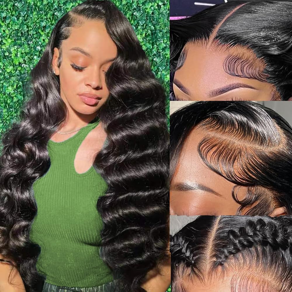 OVEOOZ 30 Inch Body Wave Lace Front Wigs Human Hair Pre Plucked 13x6 HD Lace Frontal Wigs Real Human Hair 200 Density Glueless W