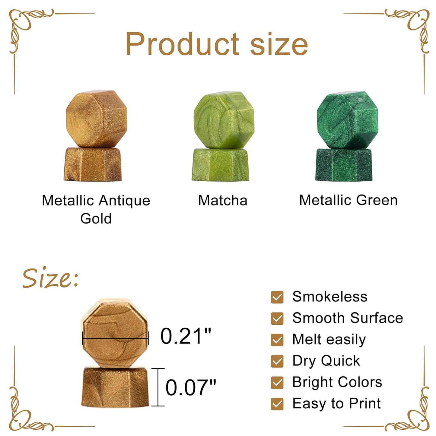 Yoption 360Pcs Wax Seal Beads, Metallic Antique Gold and Green Mix Sealing Wax Beads with 2Pcs Tea Candles and Spoon for Gift, Invitation, Envelope