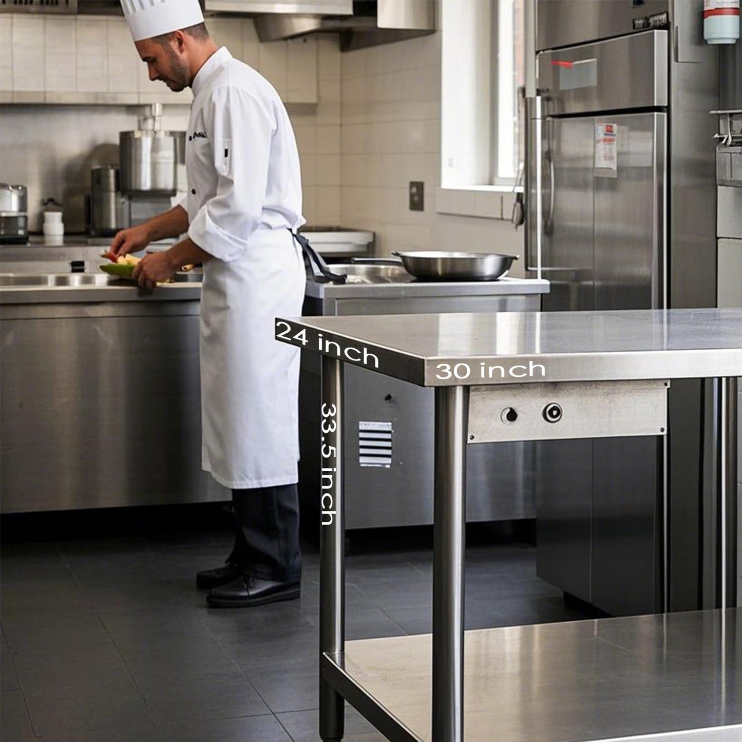 HXCFYP Stainless Steel Table Stainless Steel Table for Prep & Work 30 x 24 Inches with Backsplash and Knife Block for Restaurant, Home and Hotel