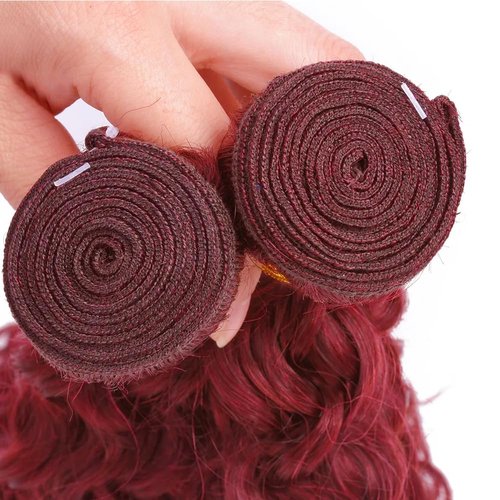 Vinmdonm Burgundy Bundles Human Hair 99J Deep Wave Bundle 22 24 26 inch Unprocessed Virgin Hair Extensions Red 3 Bundles