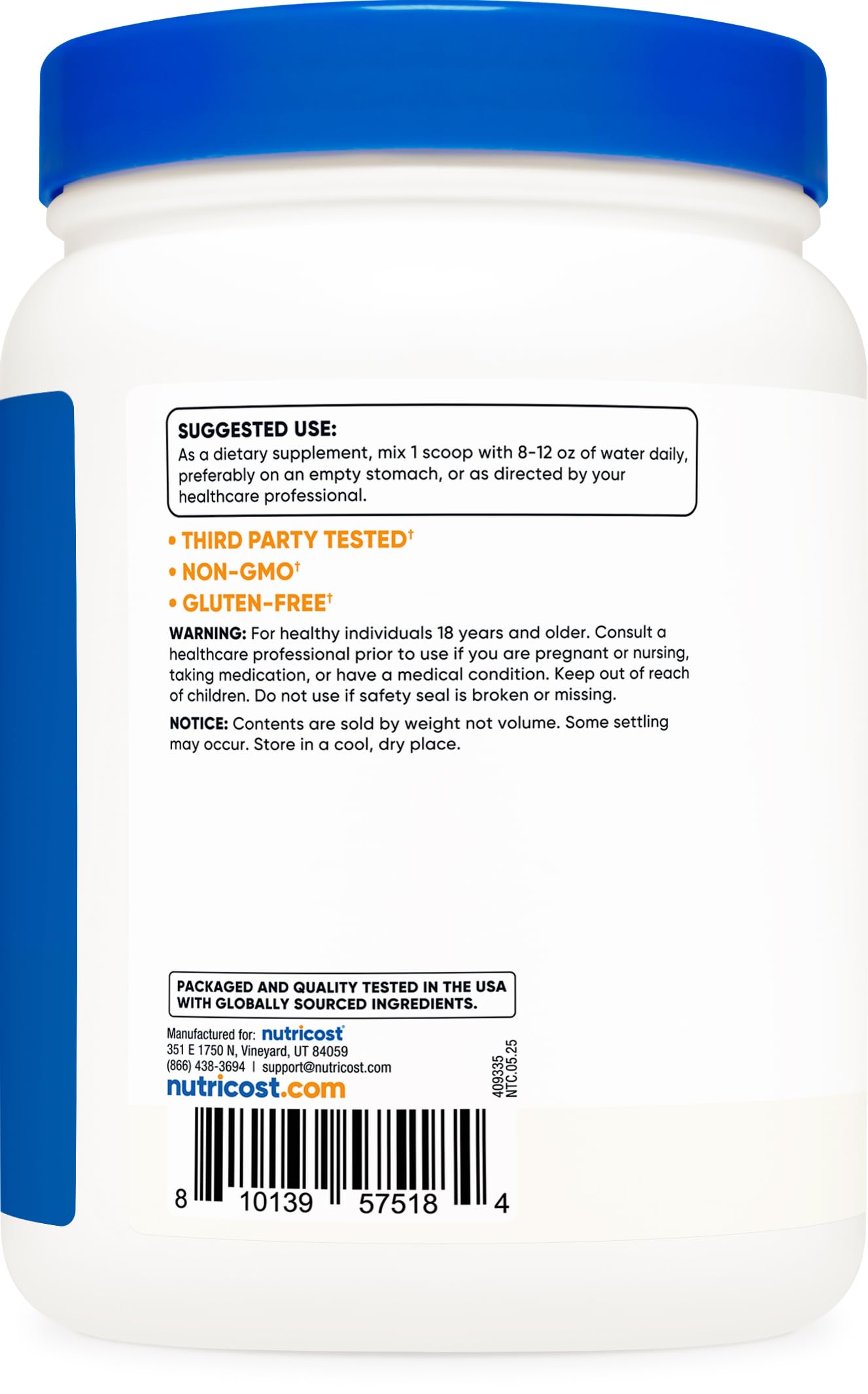 Nutricost Pure GABA 500G Powder (Gamma Aminobutyric Acid) (500 Grams/1.1 pounds)