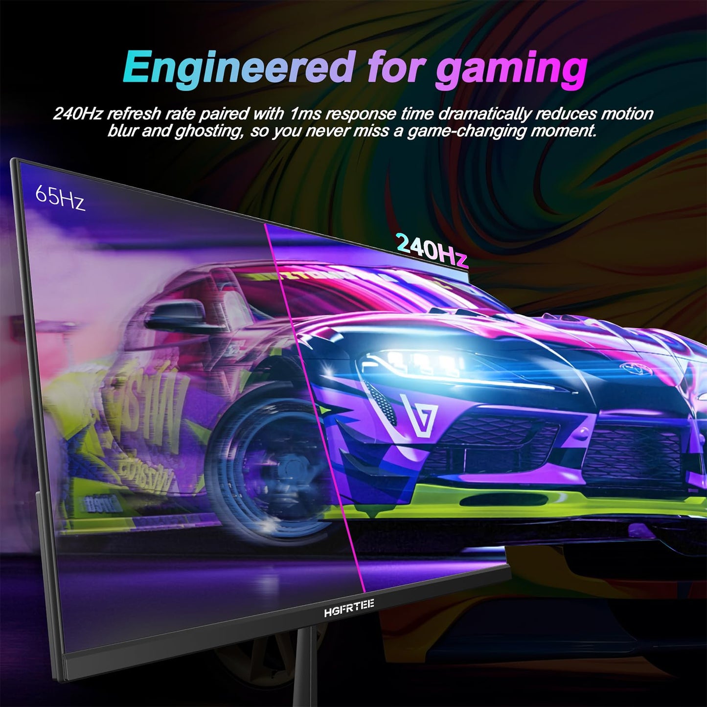 HGFRTEE 27 Inch 240Hz Gaming Monitor, QHD 2560×1440 Fast IPS Computer Monitor, 1ms MPRT, FreeSync, HDMI & DisplayPort, 100% sRGB, VESA Mountable, Ultra-Slim Bezel for FPS Gaming and Office
