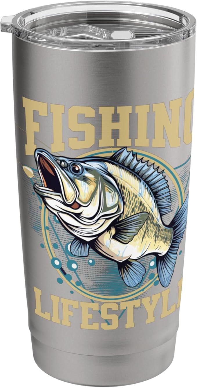 Bass Angler Fishing Lifestyle Freshwater Adventure Stainless Steel Insulated Tumbler