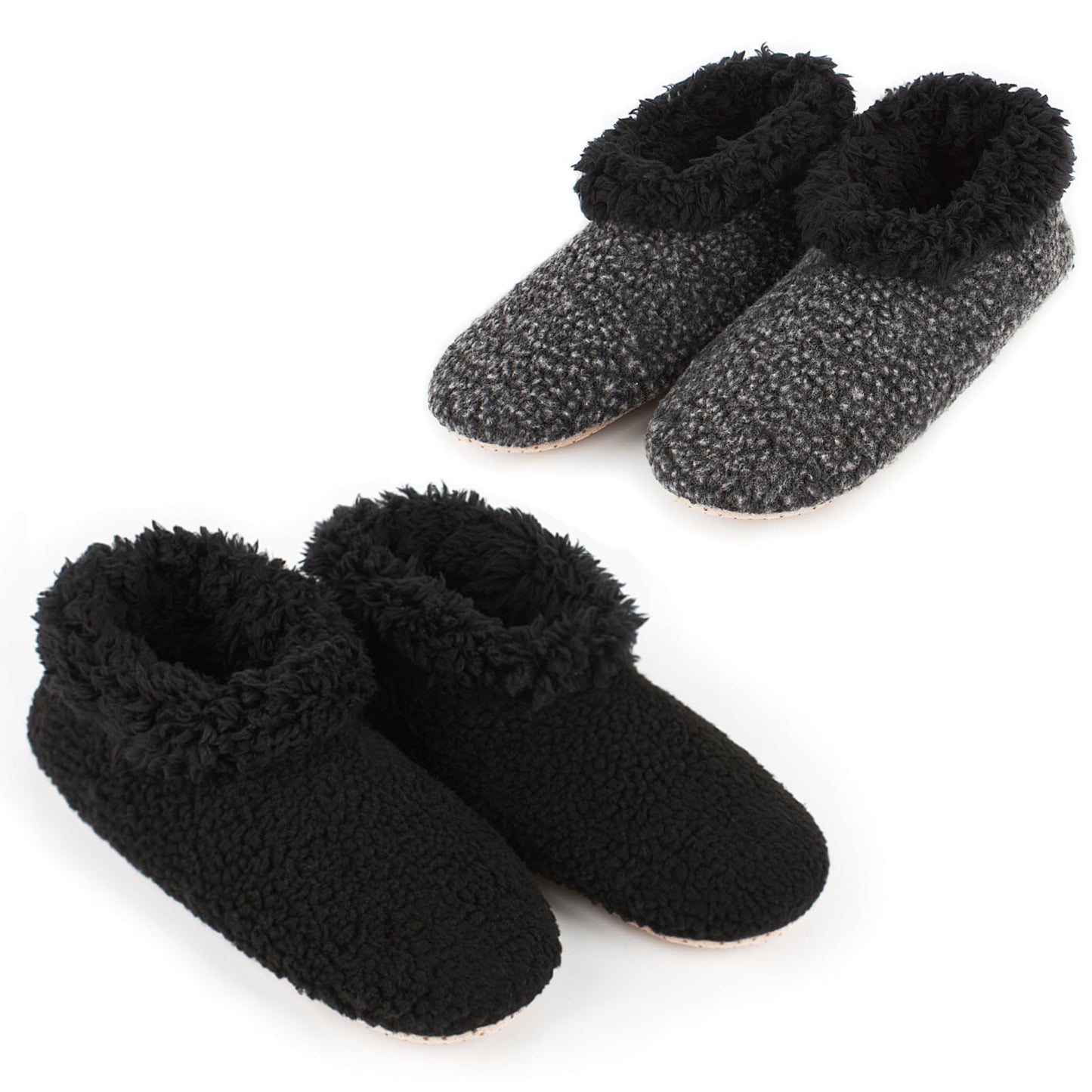 cosyone1997 2-Pair Soft Slippers for Men Indoor Sherpa Fleece Lined, Bedroom Fuzzy Socks Non-slip Gripper Soles, Winter Warm House Shoes, Cozy Gifts for Christmas Birthday Unique, Adult Size 10-11