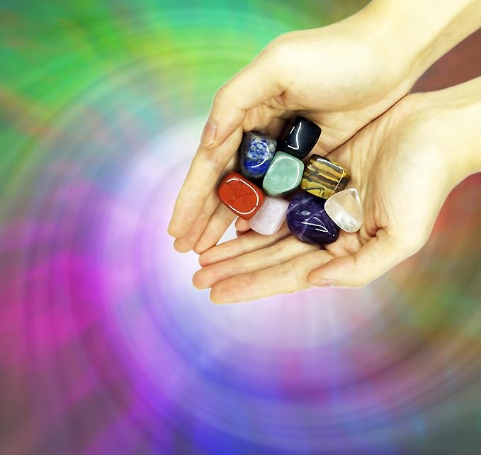 Chakra Stones Healing Crystals Set of 8, for Crystal Healing Meditation, Reiki or As Worry Stones or Palm Stones Thumb Stones and Crystal Therapy