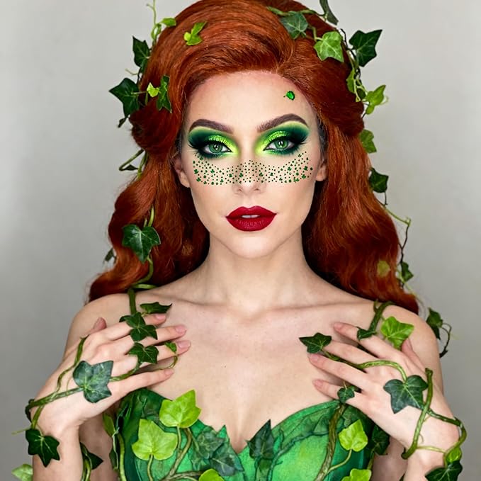 MEICOLY St Patricks Day Accessories,Leaf Face Sticker Costume,St Patricks Day Temporary Tattoos for Kids Women,Clover Shamrock Stickers,Green Makeup Tattoo,Green Freckles Face Tattoo,6Pcs,2 Styles