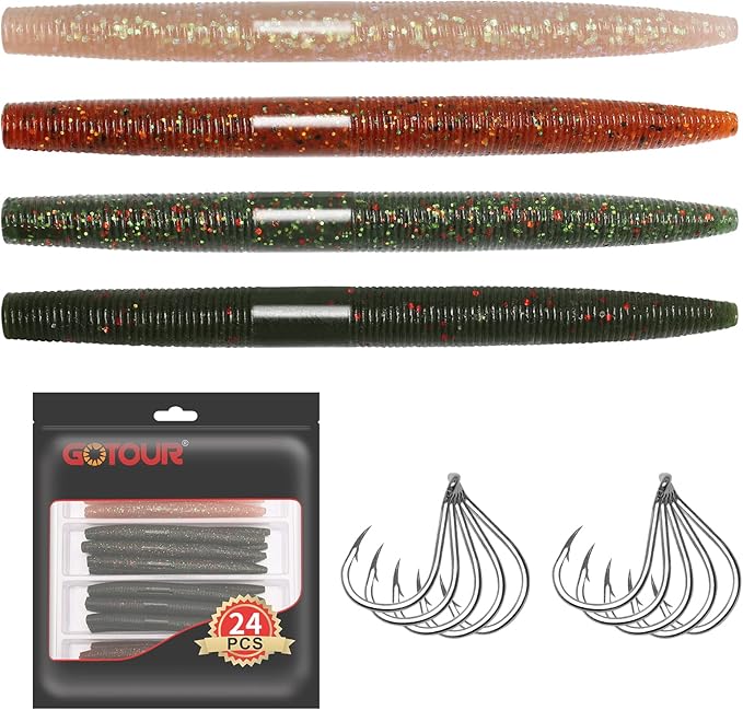 Gotour Weedless Soft Fishing Lures for Freshwater and Saltwater, Premium Pre-Rigged Jig Head Paddle Tail Swimbaits for Bas...