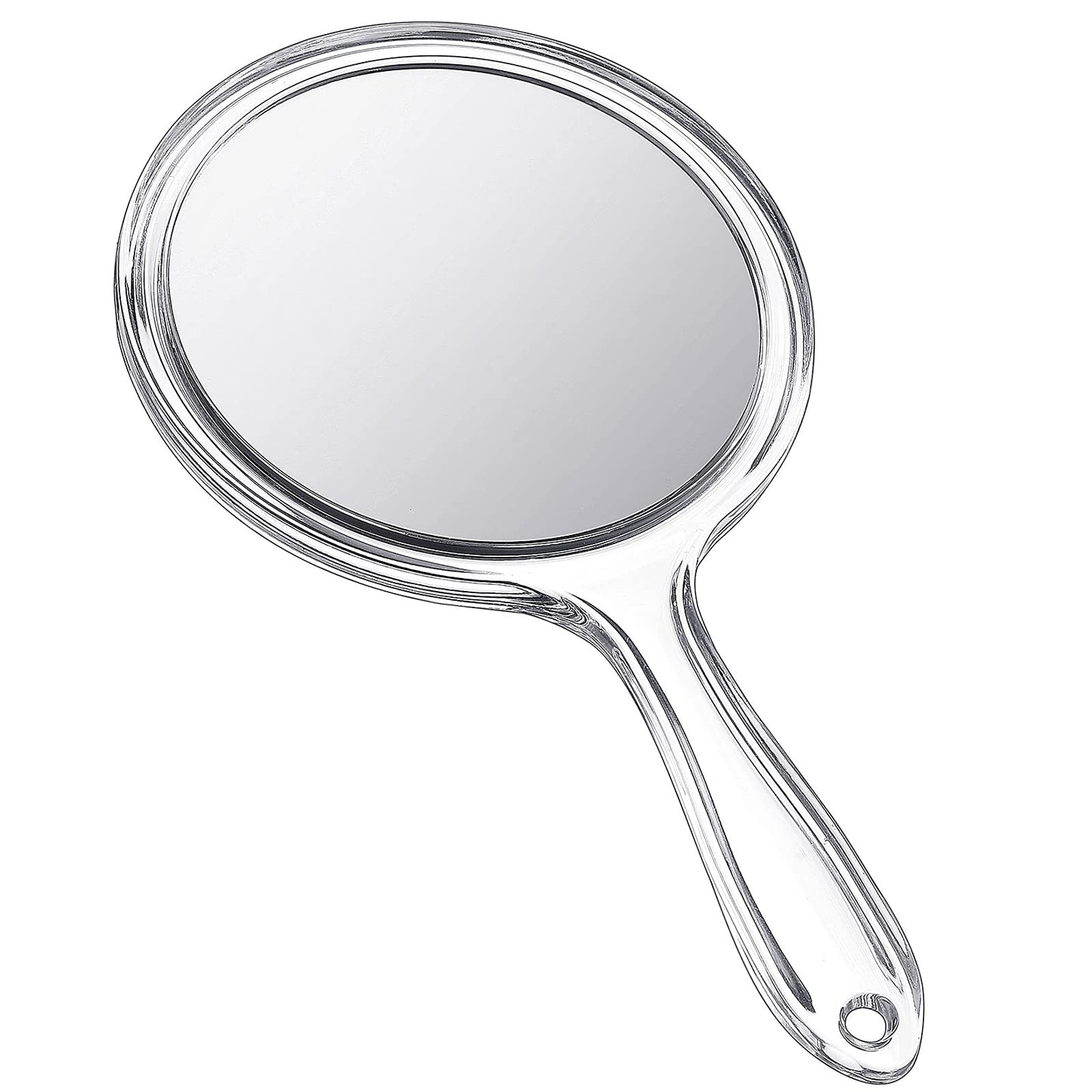 Jetec Hand Mirror Double-Sided Handheld Mirror 1X/ 2X Magnifying Mirror with Handle Transparent Hand Mirror Rounded Shape Makeup