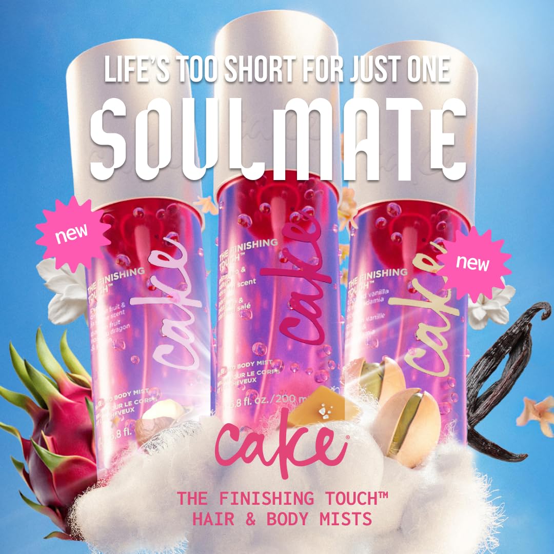Cake Beauty Finishing Touch Hair and Body Mist, Toasted Vanilla & Macadamia Scent- Fine Fragrance Mist – Infused with Aloe and Argan Oil - 6.8 Fl Oz / 200 mL