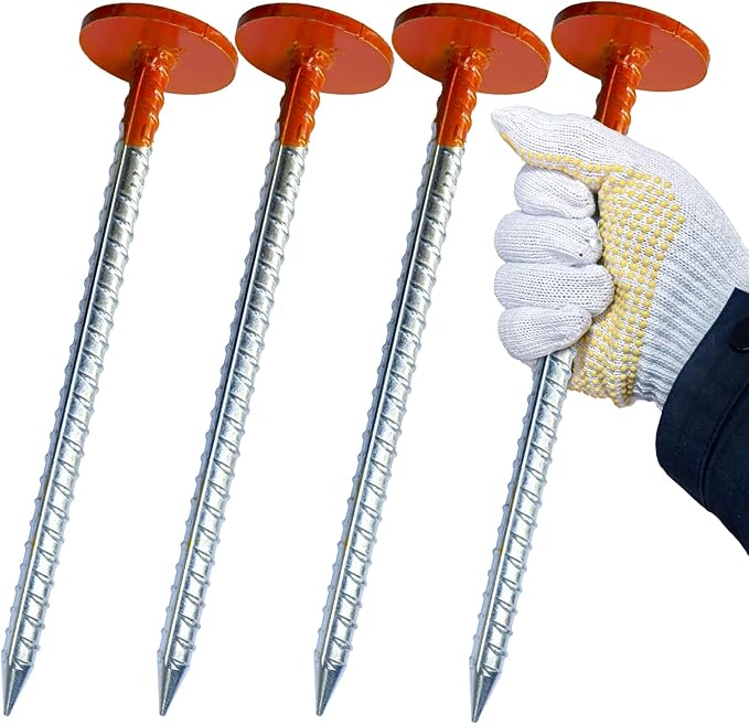 WANSRUYI Rebar Survey Marker Stakes, 12 Inch Long - 1.35 LB Heavy Duty, Hi-Vis Orange (4 Pack)
