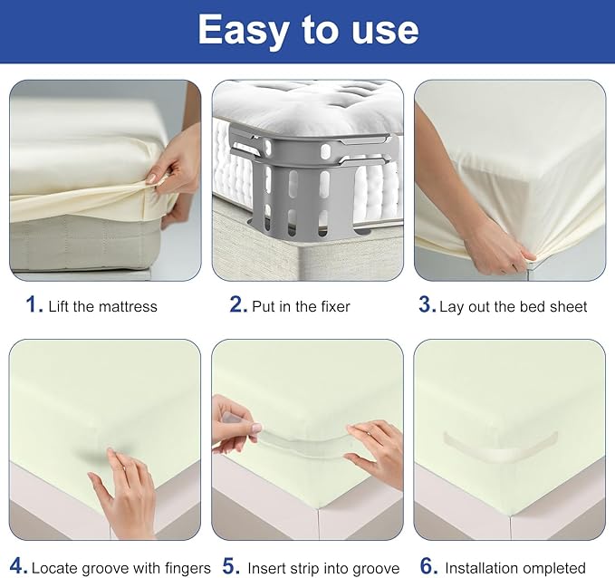Sheet Holders, Secure Your Sheets Firmly in Place, Heavy-Duty Mattress Straps for No More Loose Sheets Easy Installation, Fits All Mattress Sizes 4 Pcs (Grey)