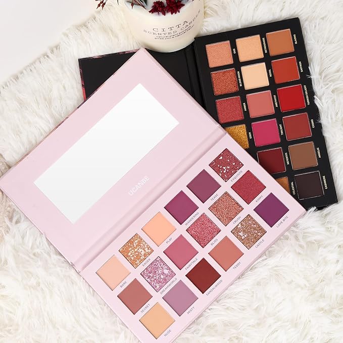2Pcs Twilight Dusk + Aromas Nude Eyeshadow Palette Makeup Set, Matte Shimmer Glitter Pressed Pearl All Highly Pigmented Blending Powder, Natural Velvet Texture Eye Shadow Kit