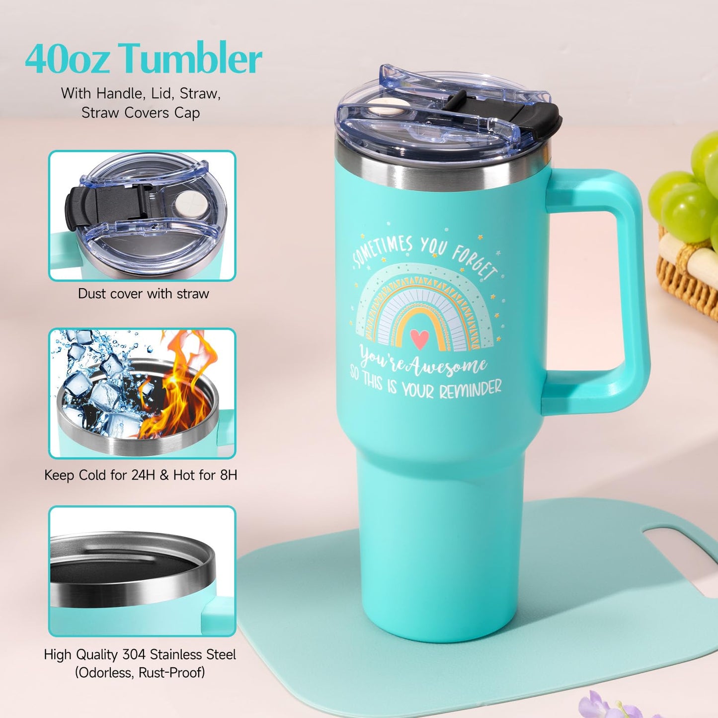 Birthday Gifts for Women, Unique Self Care Gifts Get Well Soon Basket, Christmas Relaxing Spa Gift Care Package w/ Flannel Blanket 40 oz Tumbler, Mothers Day Gifts for Mom Her Sister Friend