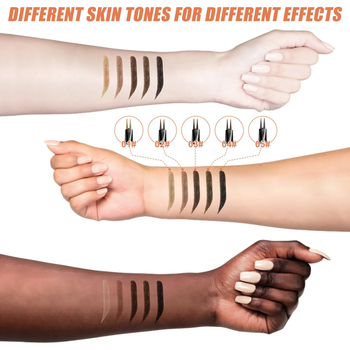 Microblading Eyebrow Pen, Eyebrow Pencil Brown Hair Like Natural Liquid Brow Contouring Pen, 2-in-1 Dual-Ended Long Lasting Eye