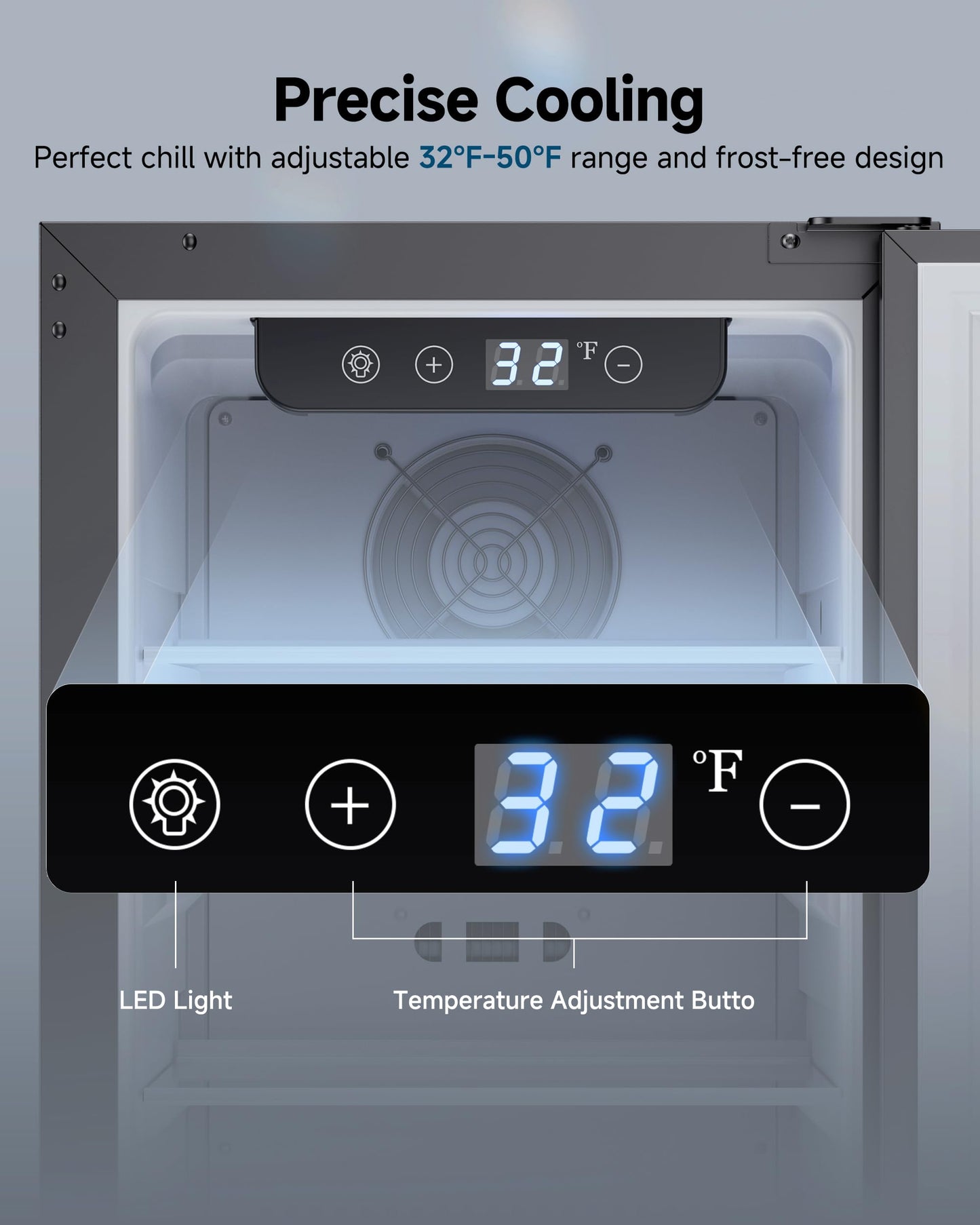 ICEVIVAL 15 Inch Under Counter Beverage Refrigerator, 128 Cans Outdoor Fridge with Adjustable Glass Shelves, ≤45dB Quiet Small Beverage Refrigerator for Outdoor Kitchen & Patio (Black)