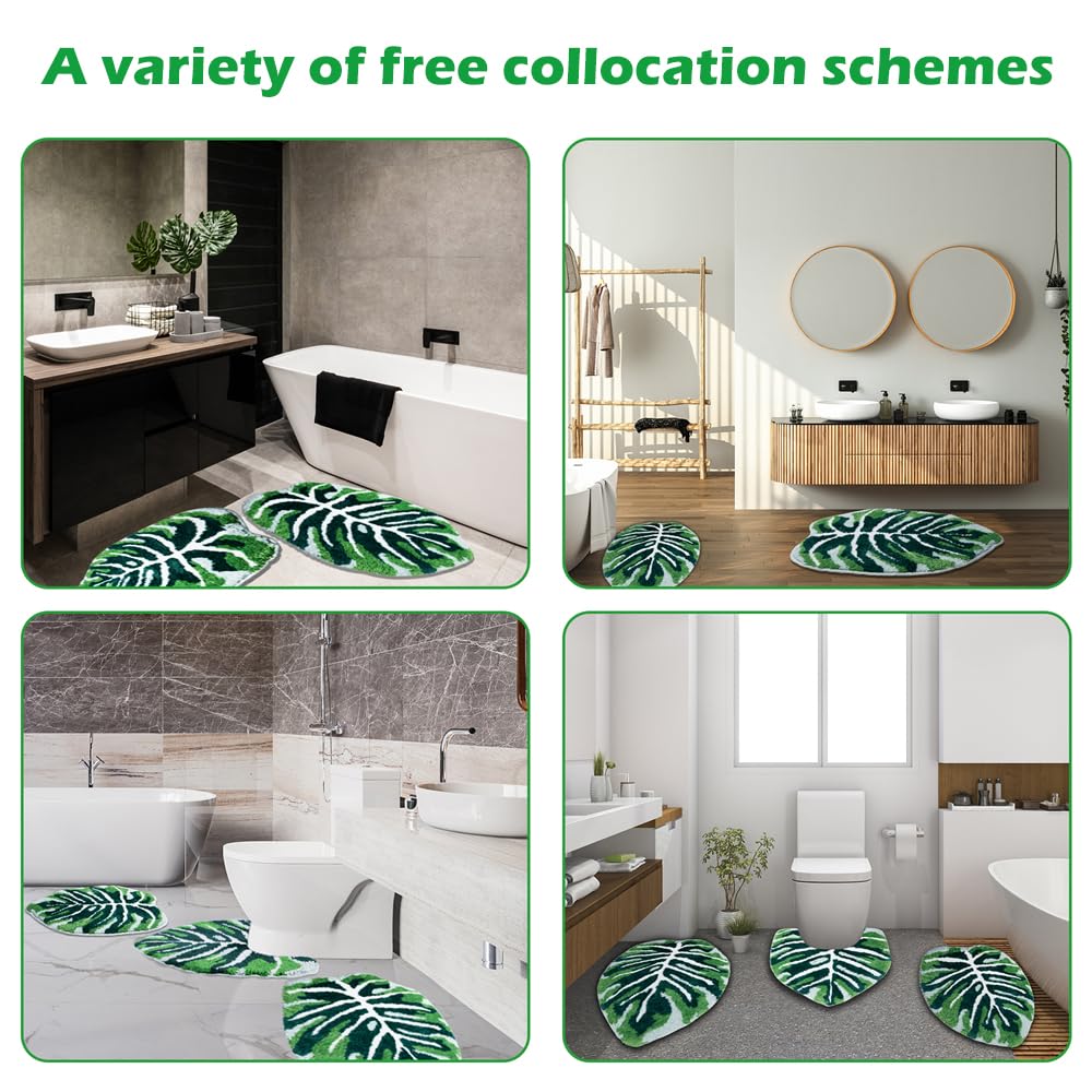 Baahrnom U Shaped Toilet Rug 24" x 20" Extra Soft Absorbent Microfiber Contoured Bathroom Rugs Non Slip Toilet Rugs for Bathroom U Shaped Washable Unique Aesthetic Toilet Bath Mat