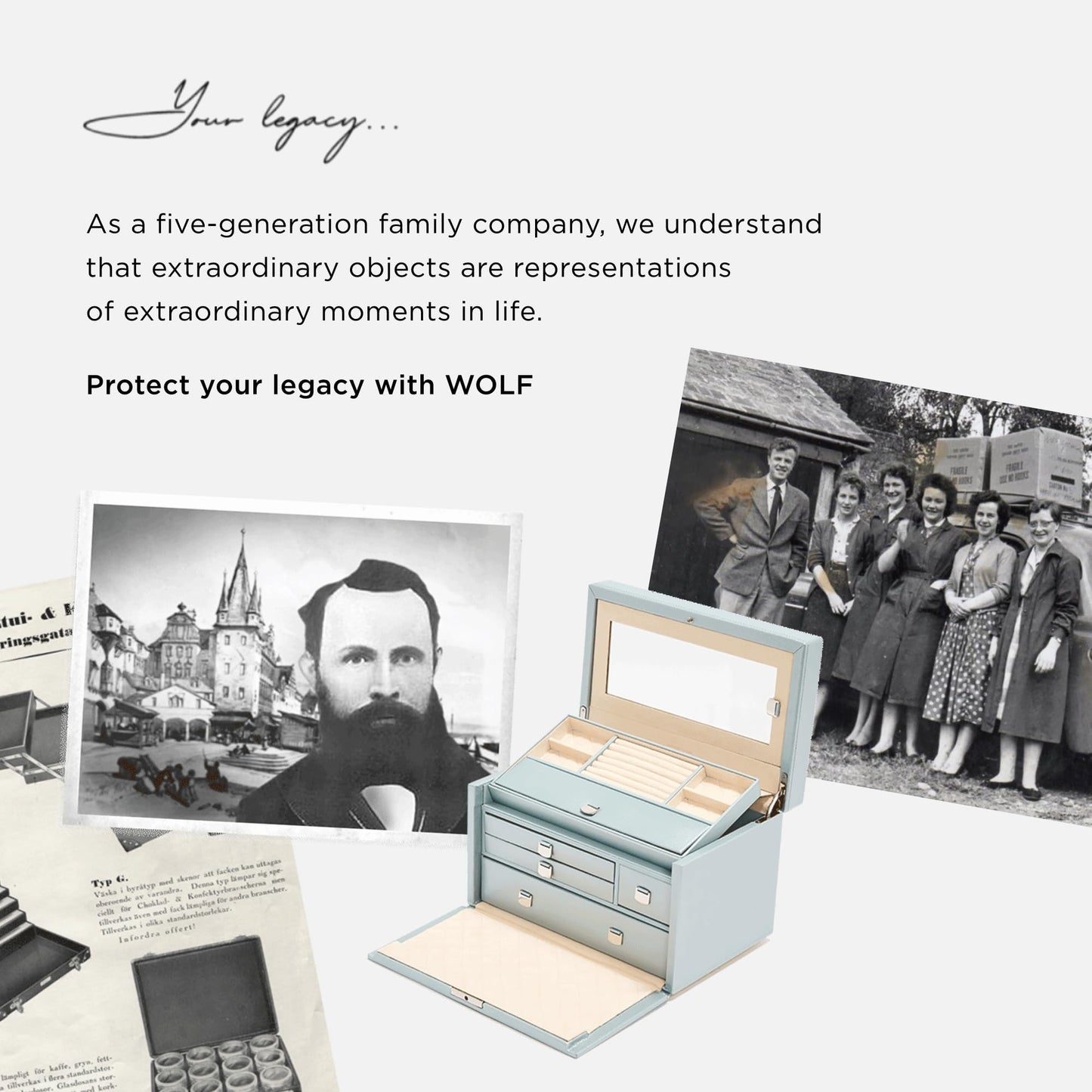 WOLF Windsor 5-Piece Watch Box, Black - Features Five Watch Compartments & Vegan Leather Exterior