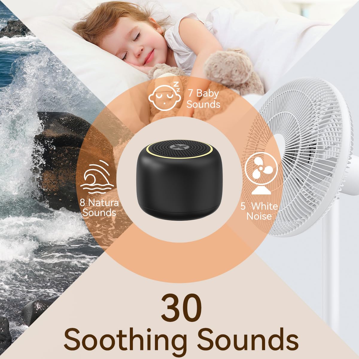 Sound Machine White Noise Machine with 30 Soothing Sounds 36 Levels Volume 5 Timers and Memory Function Effectively Blocks Noise Ideal Sleep Machine for Baby Kids Adults