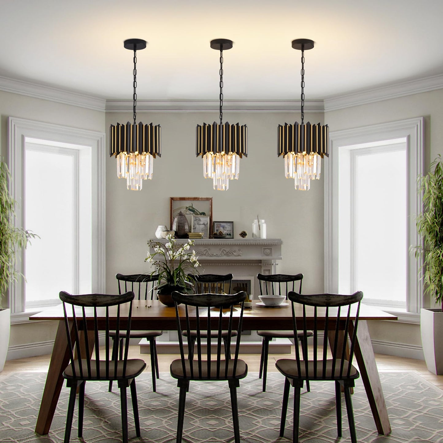Black and Gold Chandelier Gold Modern Crystal Chandelier Light Fixtures Dining Room Chandelier 1-Light Round Small Crystal Ceiling Hanging Pendant Light Fixture Kitchen Island entryway Foyer Bedroom