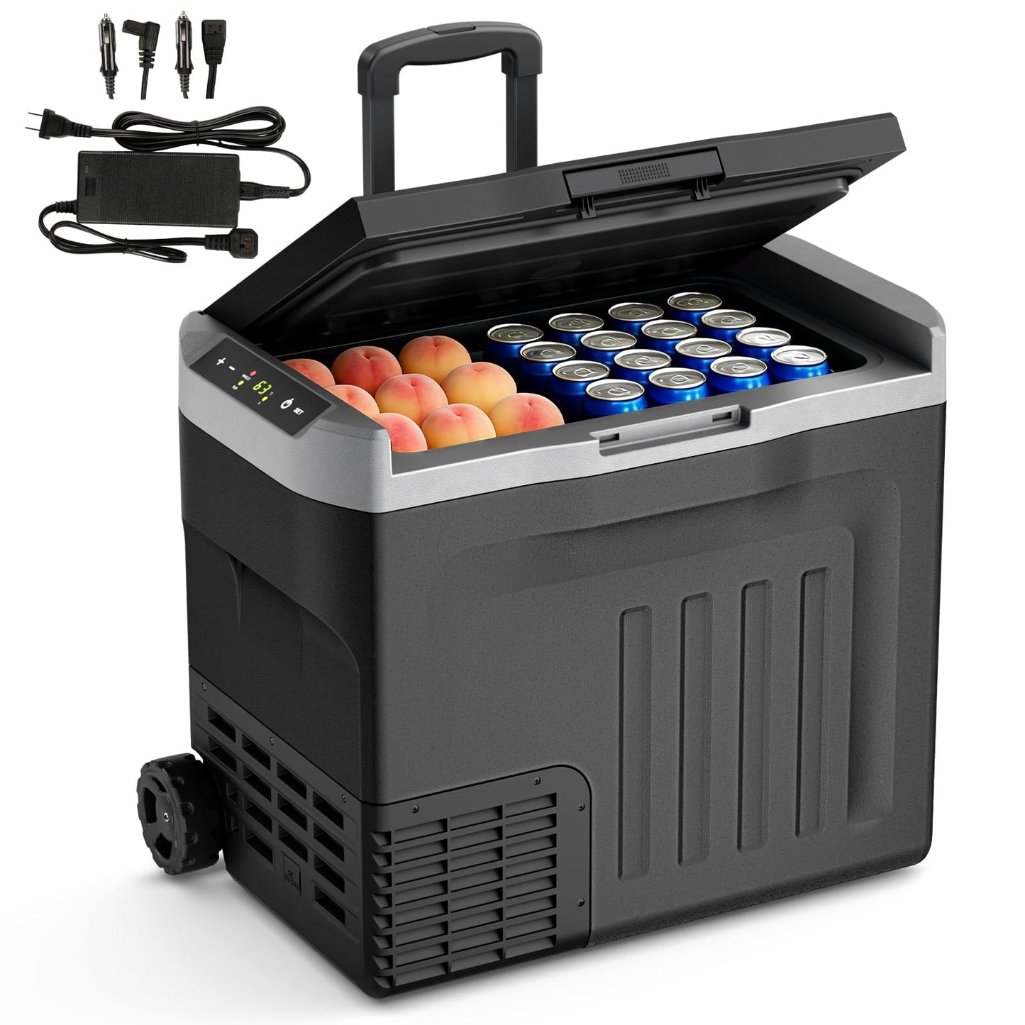 Antarctic Star Electric Cooler, 12 Volt Refrigerator 43Quart Portable Refrigerator 40LFreezer -4℉~68℉,12/24V DC 100~240V AC Car Fridge with Wheels&2 Baskets for Camping,Travel,RV,Car,BLACK