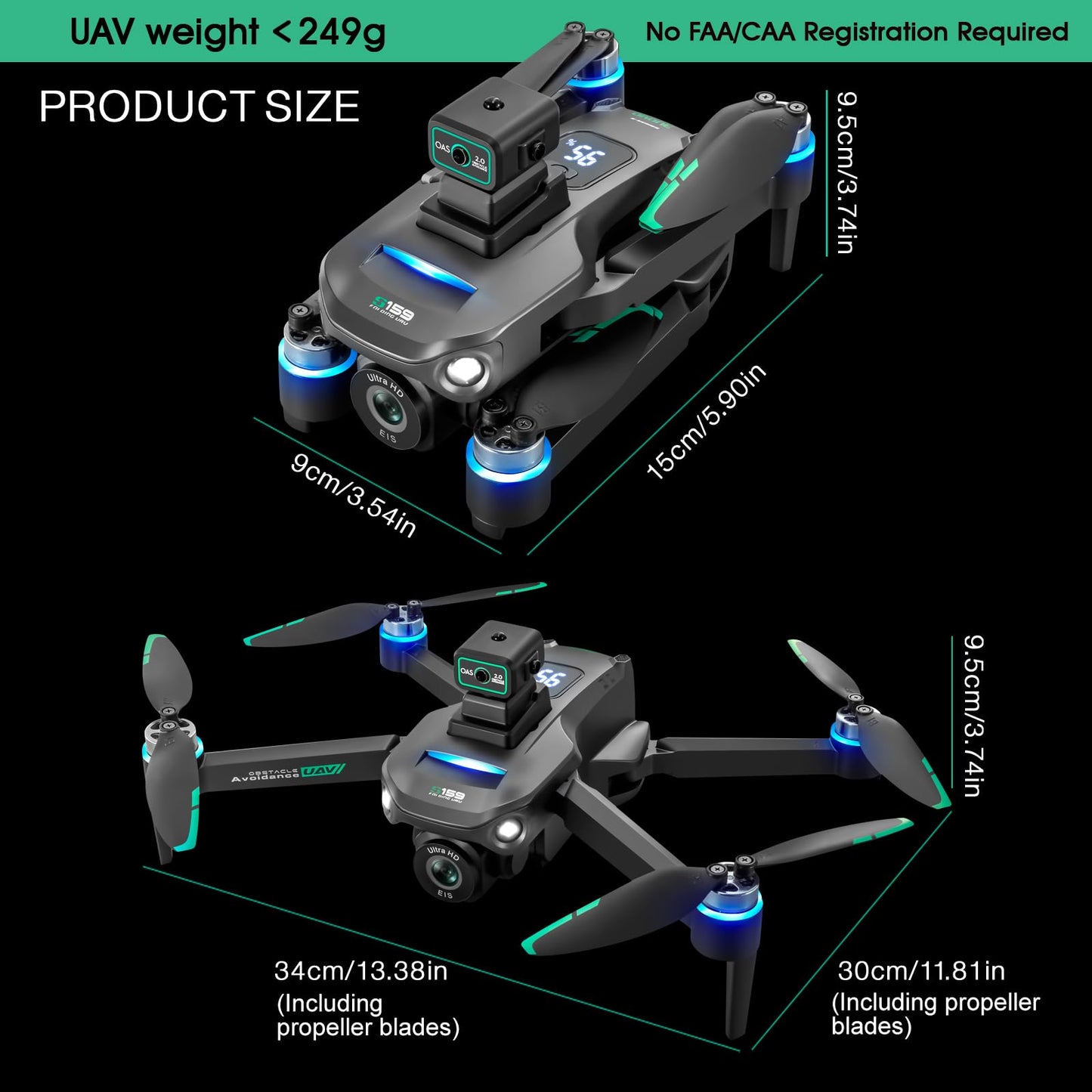 Drones with Camera for Adults 4K, GPS UHD Drone, 5G Remote Controller with Screen, One Key Return, Dual Camere, 3rd Gear Speed, Optical Flow Mode and Obstacle Avoidance, Drone for Beginners (Black)