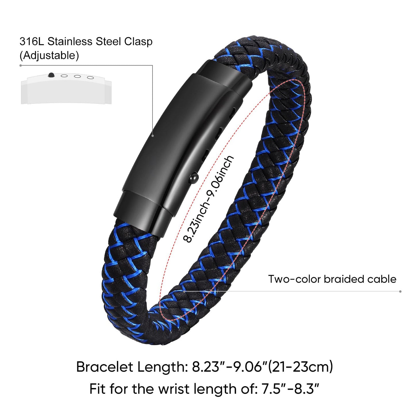 VNOX Leather Bracelet Gift for Men丨Personalized Believe in you like I do(Inside) Mens Braided Leather Cuff Bangle, Christmas Graduation Gifts for Son Brother from Mom Dad Sister