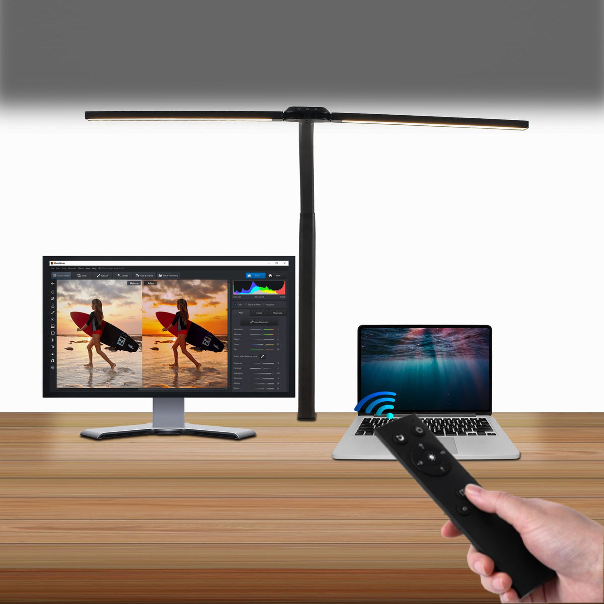 MYSFUL LED Desk Lamps with Clamp, Adjustable & Dimmable Desk Lamps for Home Office, Tall Desk Lamp for Workspaces, Bright LED Desk Light for Study, Workbench Light for Computers (360 Degree Rotation)