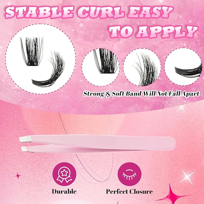 FADLASH Lash Extension Kit 80D+100D Lash Clusters D Curl Lash Cluster Kit DIY Eyelash Extension Kit with Lash Bond and Seal Lash Tweezers 3D Effect fluffy Cluster Lashes(80+100D Kit, Mix 8-16mm)