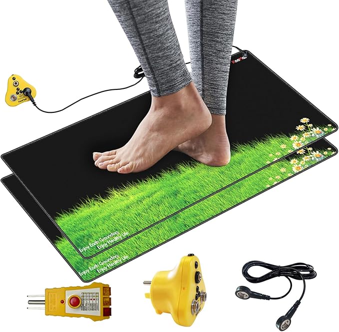 Grounding Mat, Universal Earth Energy Pad for Healthy, Eliminate Static Improve Sleep, Reduce Inflammation Pain and Anxiety, for Foot or Desk Use, Soft and Conductive