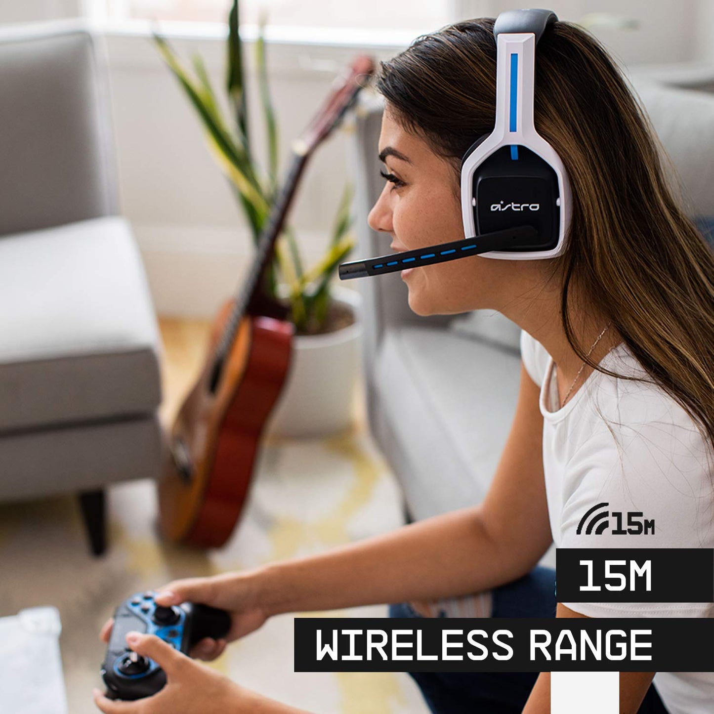 ASTRO Gaming A20 Wireless Headset Gen 2 for PlayStation 5/4, PC & Mac - White/Blue, Wireless Gaming Headset with Microphone