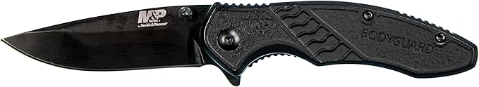 Smith & Wesson M&P Bodyguard 6.5in Stainless Steel Folding Knife with 2.75in Clip Point Blade and Nylon Handle for Outdoo...