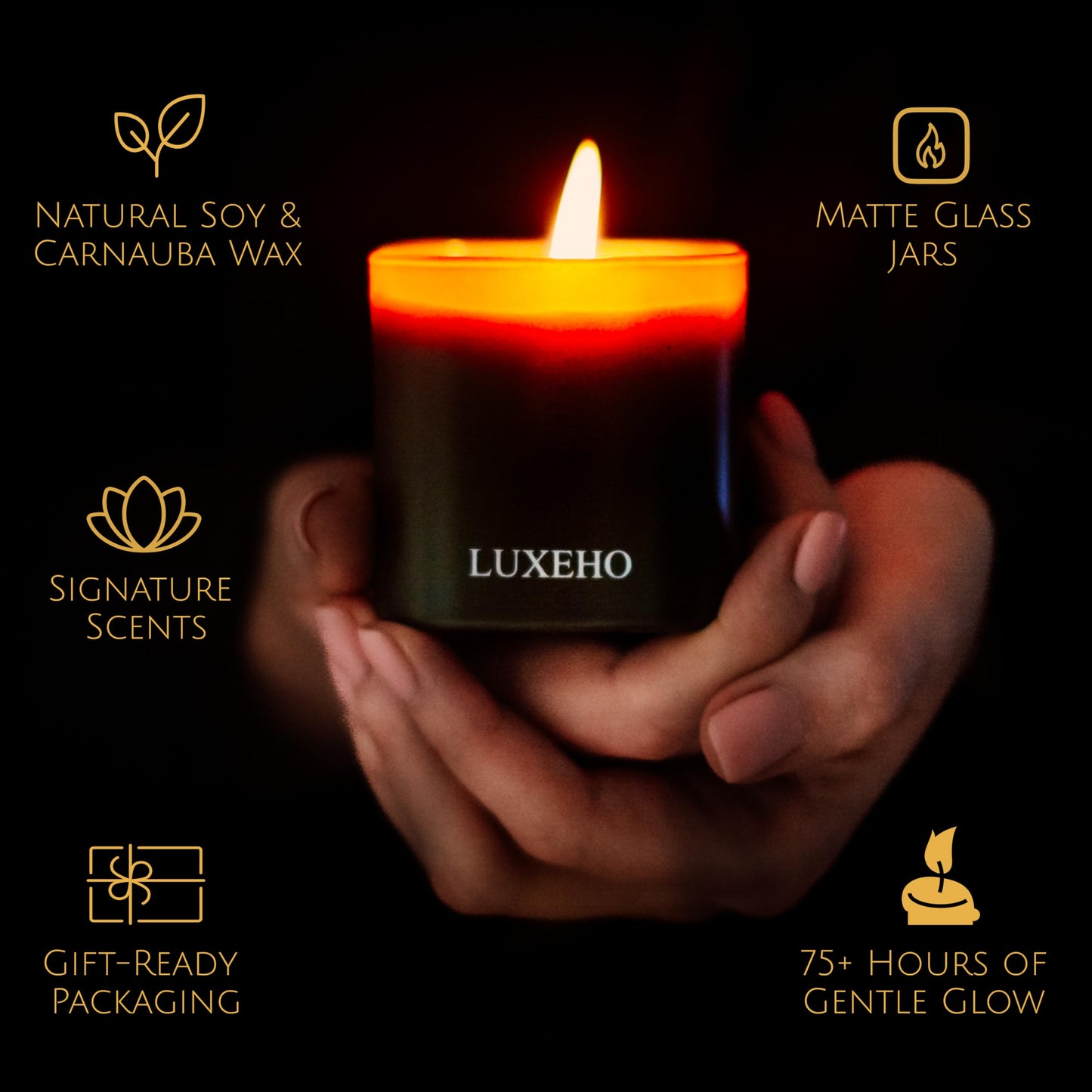 Luxury Scented Candle Gift Set 3-Pack | Champagne, Sandalwood & Amber | Clean Soy Wax | for Women & Men (4.23 oz Each) | 75 Hour Burn Time
