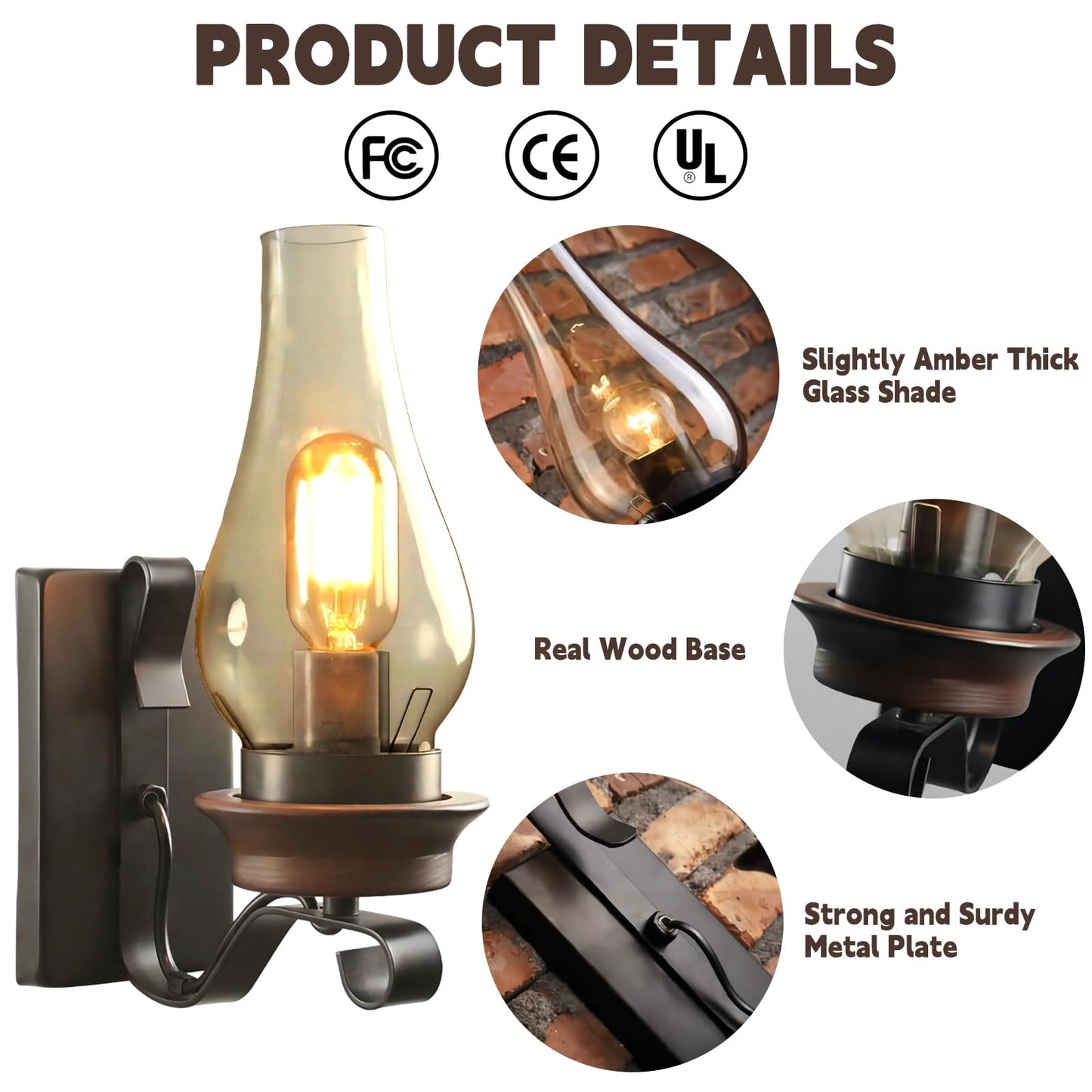 LightInTheBox Rustic Wall Sconce Vintage Farmhouse Wall Light Fixtures Industrial Glass Wall Lamp for Cabin Bedroom Living Room Hallway Fireplace (2PCS)
