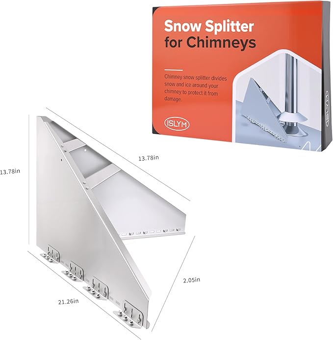 Snow Splitter for Chimneys. Lifetime Protection for 8-14" Wood Stove Chimneys.for Protection Stack Pipes and Chimneys