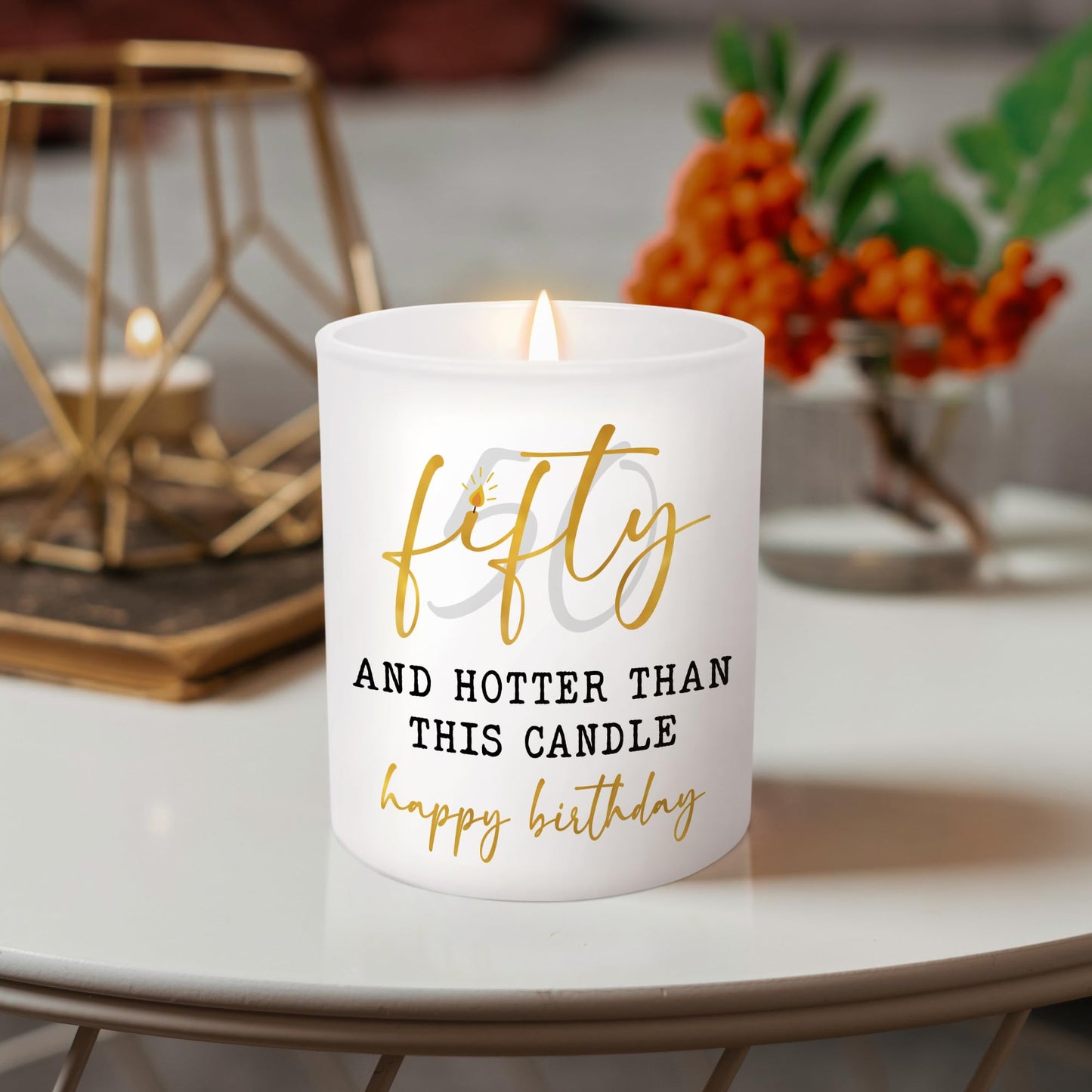 ARVEXO 50th Birthday Gifts for Her - Long Lasting Vanilla Lavender Candle 10 oz - Funny 1975 Birthday Gifts for Women Wife Mom Sister Friend, Gift for 50 Year Old Woman, Fifty Candles for Women