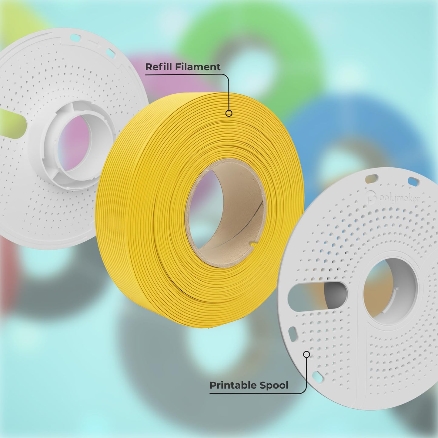 Polymaker Panchroma Refill Spool Matte Cotton White PLA 3D Printing Filament Refill, Compatible with All Reusable Spools and All Major FDM 3D Printers, Tangle-Free, Vibrant Colors, 1.75mm 1kg
