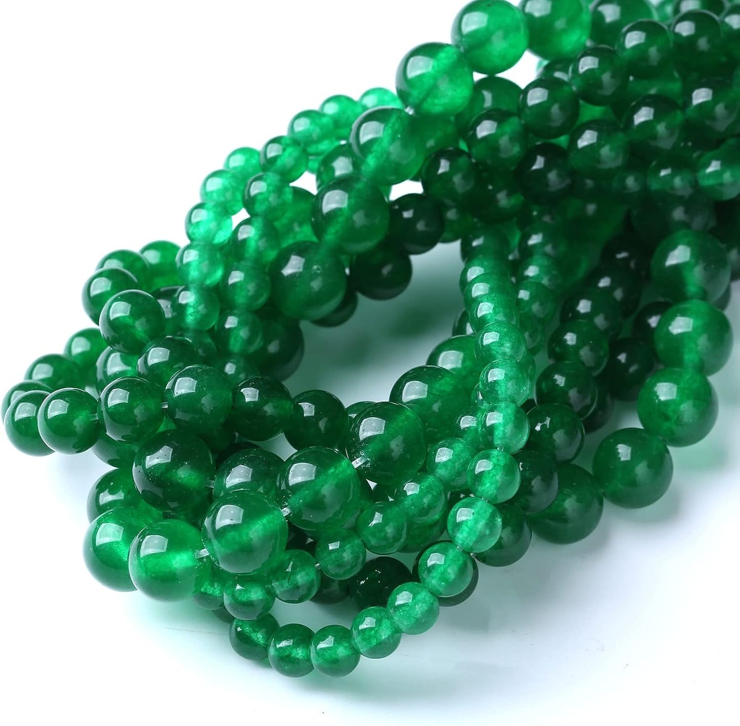 48PCS 8MM Natural Green Jade Stone Beads Energy Healing Beads for DIY Jewelry Bracelet Necklace Making for Jewelry Making15Inch