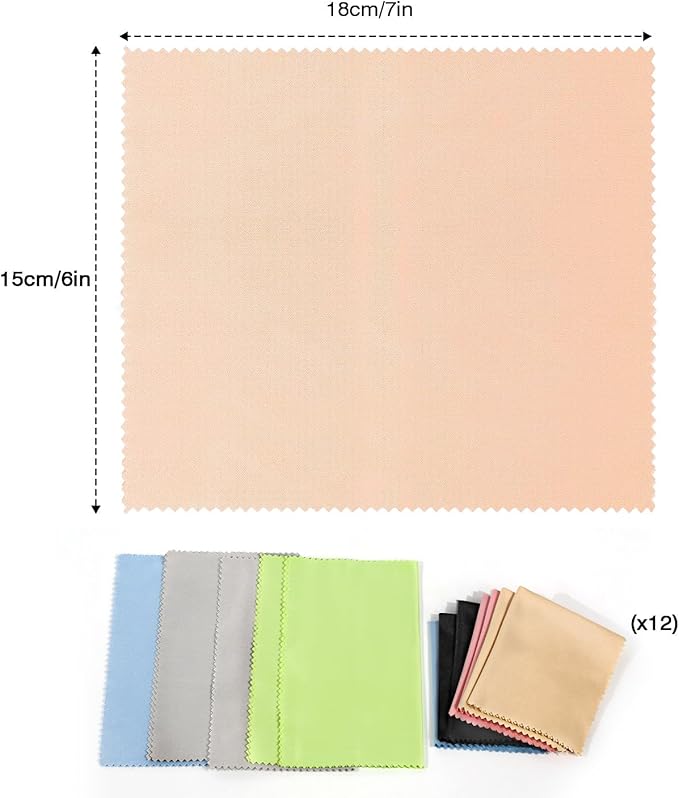 12 Pack Microfiber Cleaning Cloths - Premium Eyeglasses Cleaning Cloth for Lenses, Glasses, Cameras, Cell Phones, TV Screens, Laptops and More - 6" X 7"
