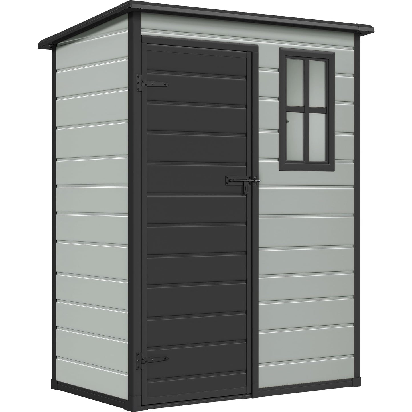DWVO 5x3 FT Outdoor Storage Shed with Reinforced Floor, All-Weather Resin Storage Shed with Lockable Door & Window, Waterproof Plastic Tool Shed for Garden, Backyard, Patio, Lawn,Blue-Gray+Black