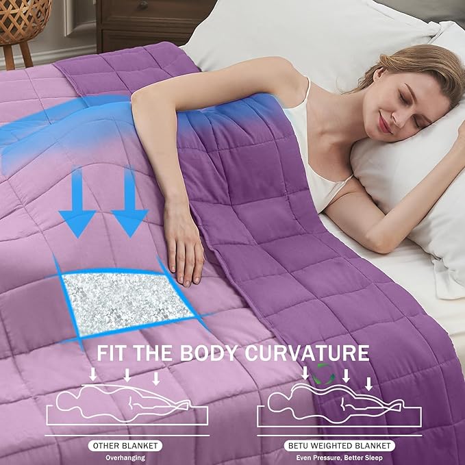 Purple Weighted Blanket for Adults 12lbs, 60"x80", Queen Size Cooling Heavy Throw Blanket for 110-130lbs, Microfiber Soft Thick Big Blankets Weighted Comforter Gifts for Sleeping
