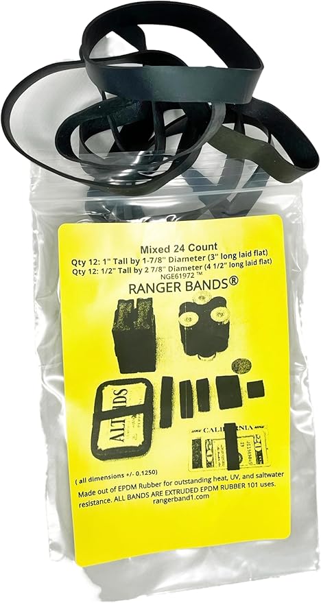 Ranger Bands® 24 X Mix Made of EPDM Rubber for Survival Gear, Emergency Tinder and Strapping Gear Made in the USA Tactical...