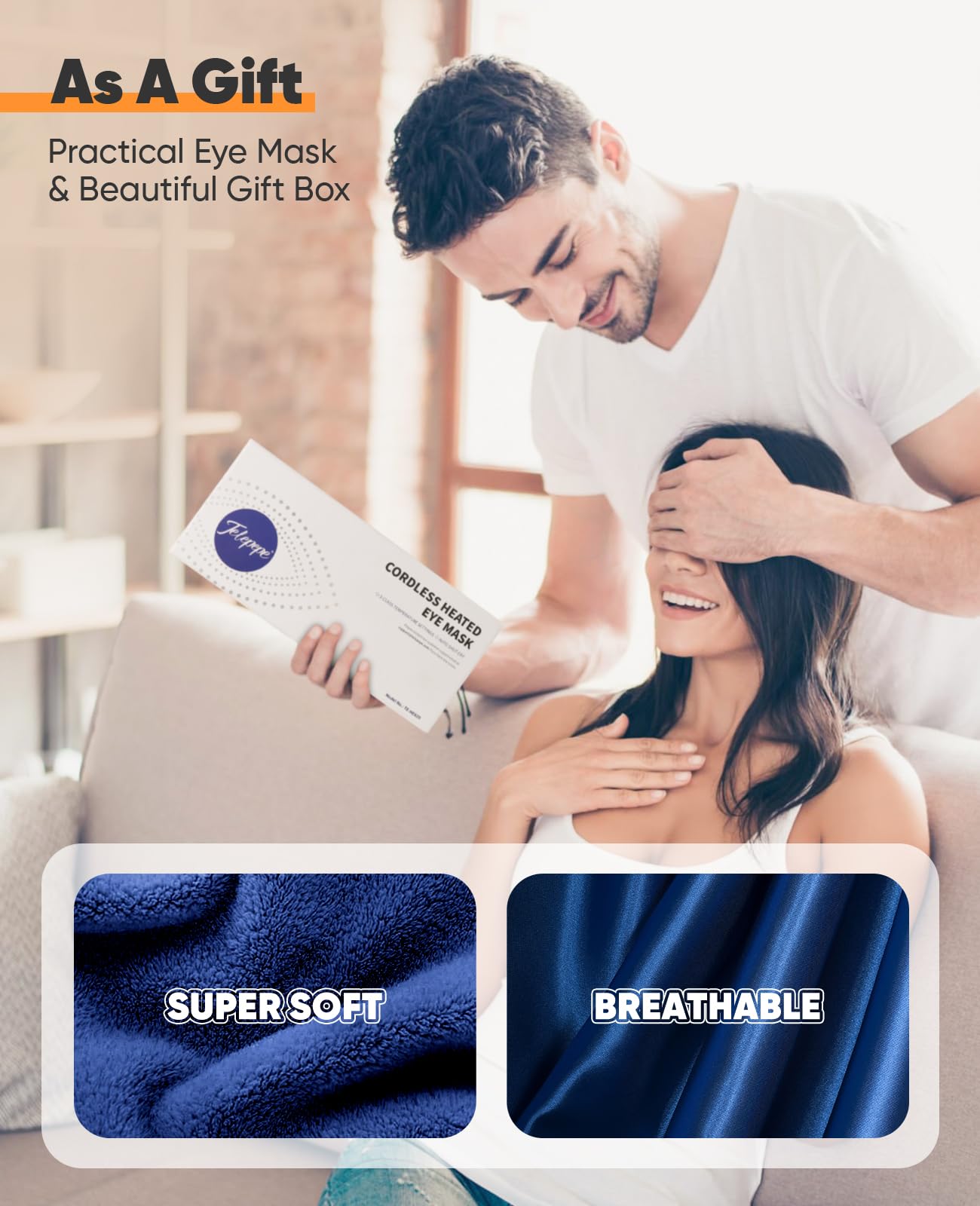 Heated Eye Mask for Dry Eyes, Cordless Warm Eye Compress for Blepharitis, Styes, 1000mAh, Washable Cover, Gifts for Family, Travel (Dark Blue)