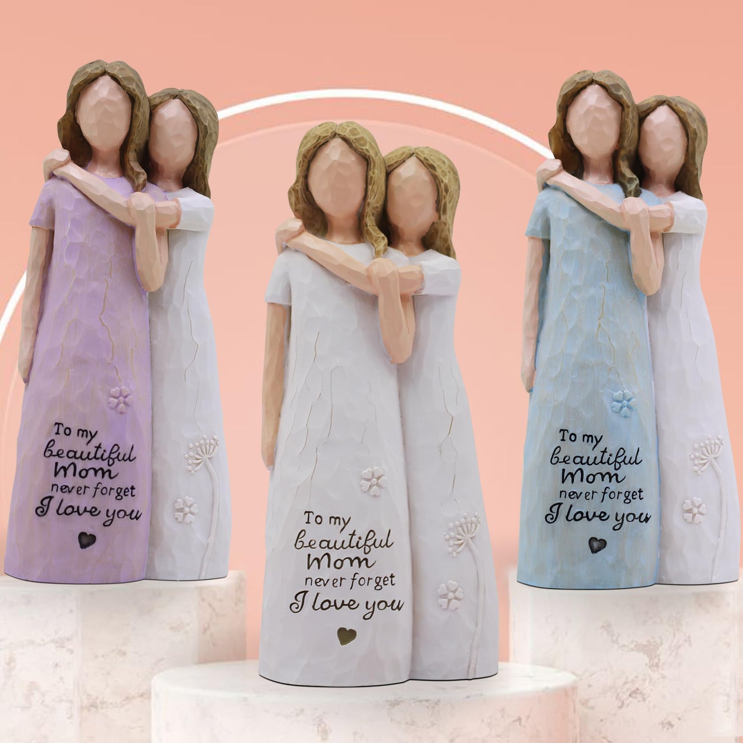 AcowSpt Mom Birthday Gift from Daughter - Mother Daughter Sculpted Hand-Painted Figurine